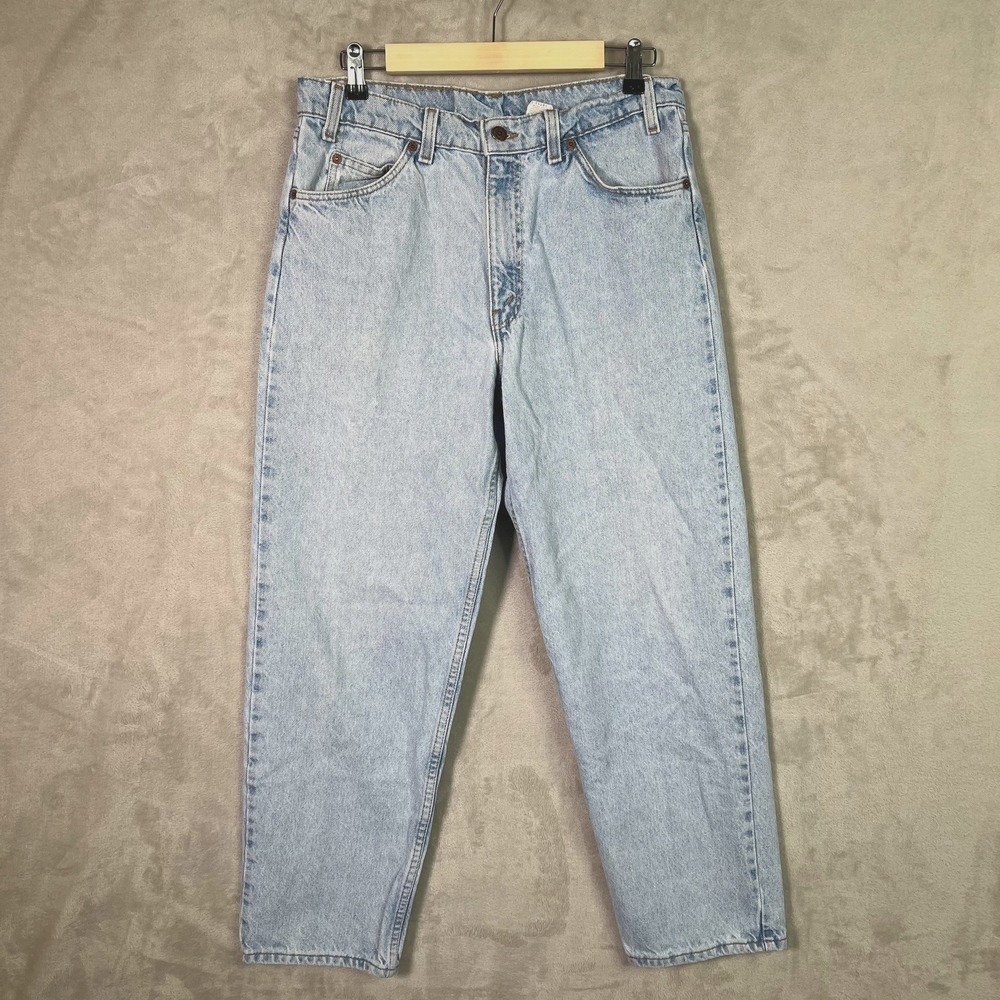 Levi's 550 Orange Tab Jeans W34 L30 (fits 32 x 28.5) Light Wash Vintage Distress